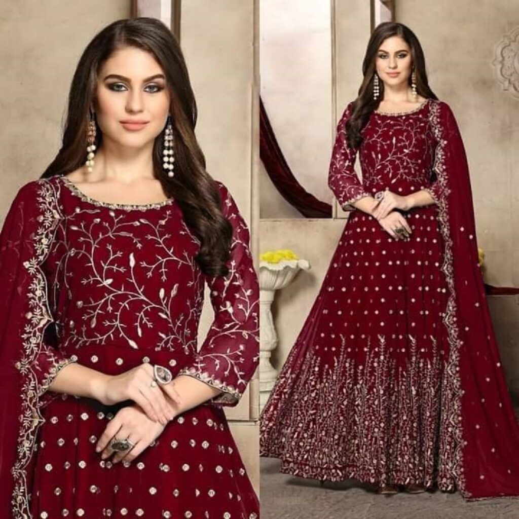 New Georgette Anarkali Suit With Embroidery Work Gown Dress