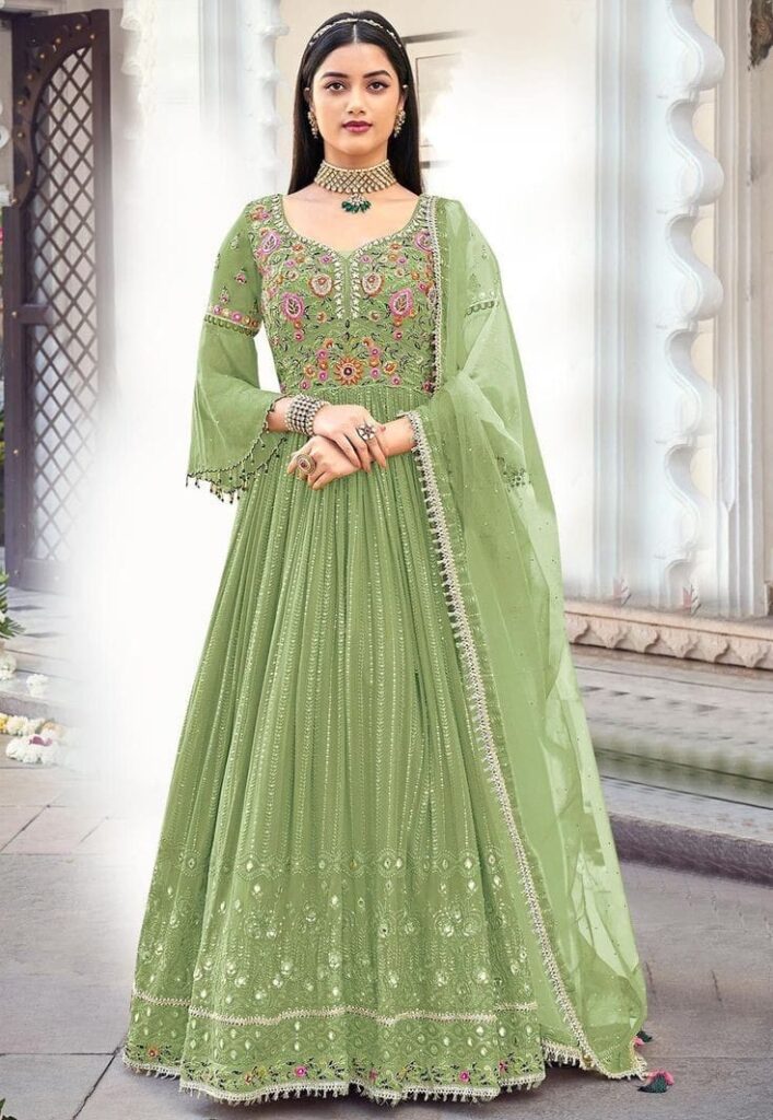 New Georgette Anarkali Suit With Embroidery Work Gown Dress